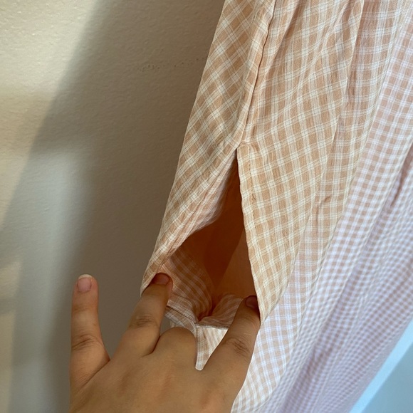 Treasure and Bond: Smocked Midi Dress In Pink Smoke Sarah Check (NWOT) - Picture 7 of 15